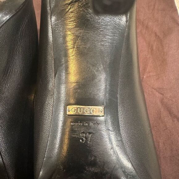 GUCCI Peeptoe Ankle Bootie with Gold Horsebit Zip Up Size 37 - Picture 13 of 13